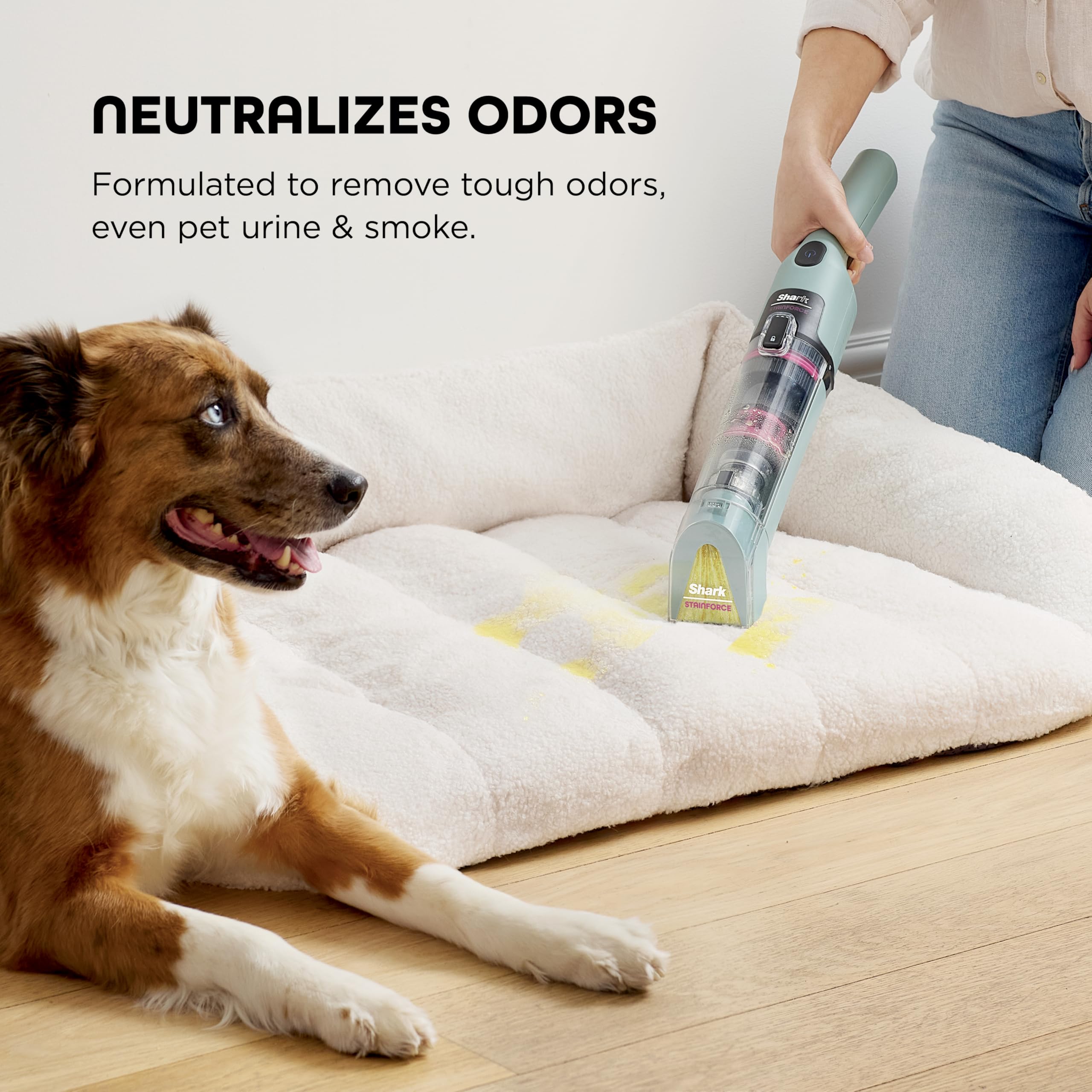 Shark StainForce is pet-safe when used as directed, reducing odors and stains.