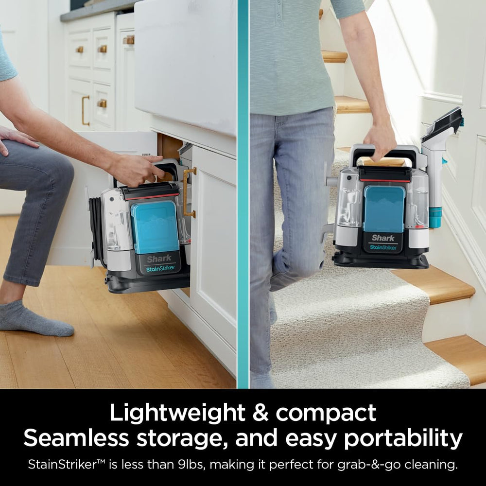 Shark StainStriker mini stain eliminator tool removing a spot