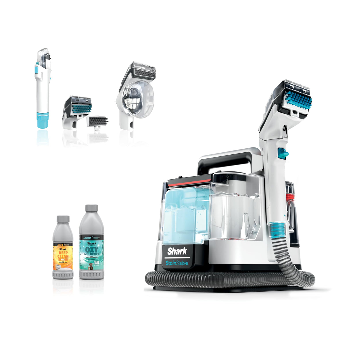 Shark StainStriker portable cleaner removing a stubborn carpet stain