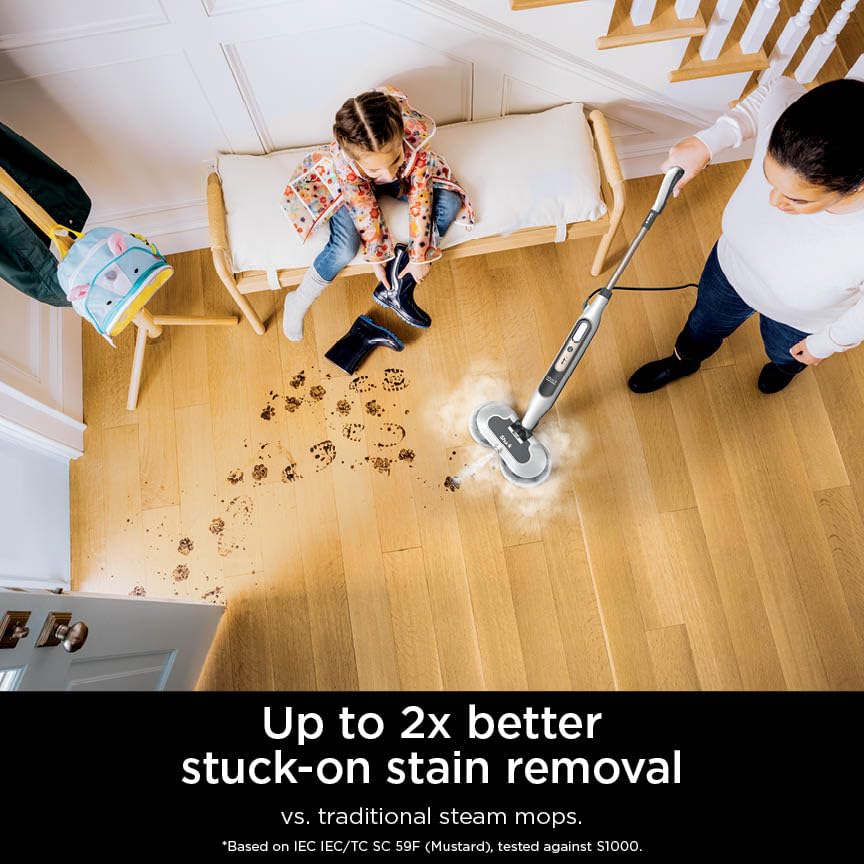 Shark Steam & Scrub in action with steam blast targeting tough stains