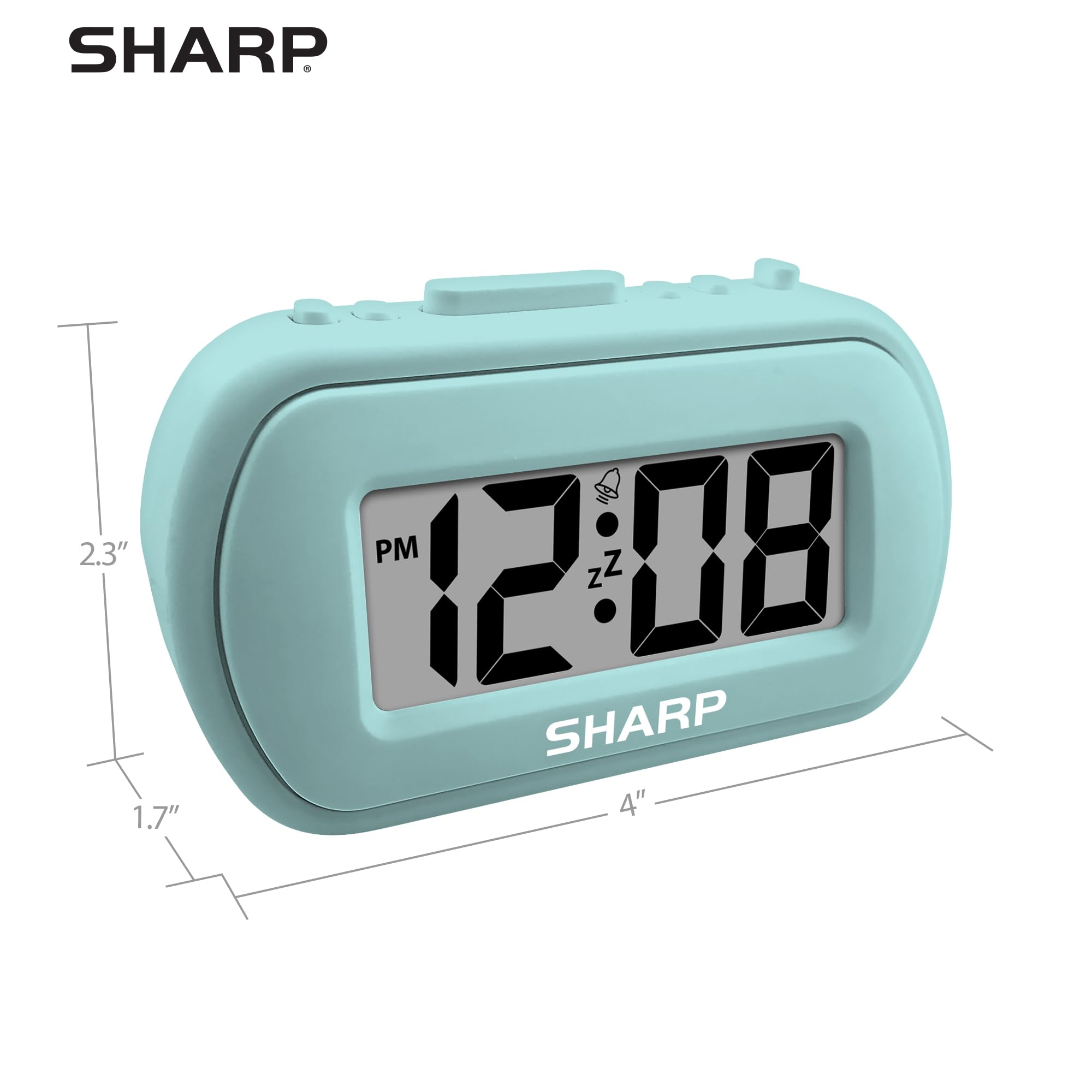 Sharp digital alarm clock large display easy readability from across the room