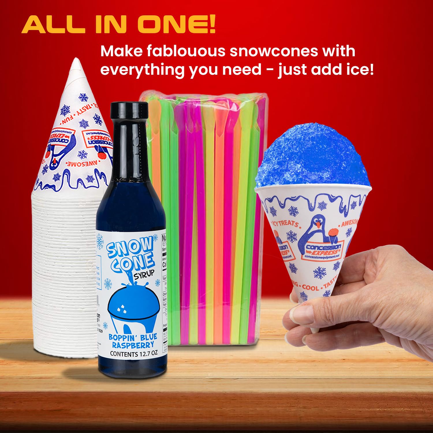 Shave Ice Syrups cherry bottle for a classic, fruity snow cone experience.