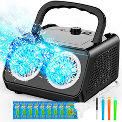 SHCKE automatic bubble machine in action delivering colorful bubbles for outdoor play