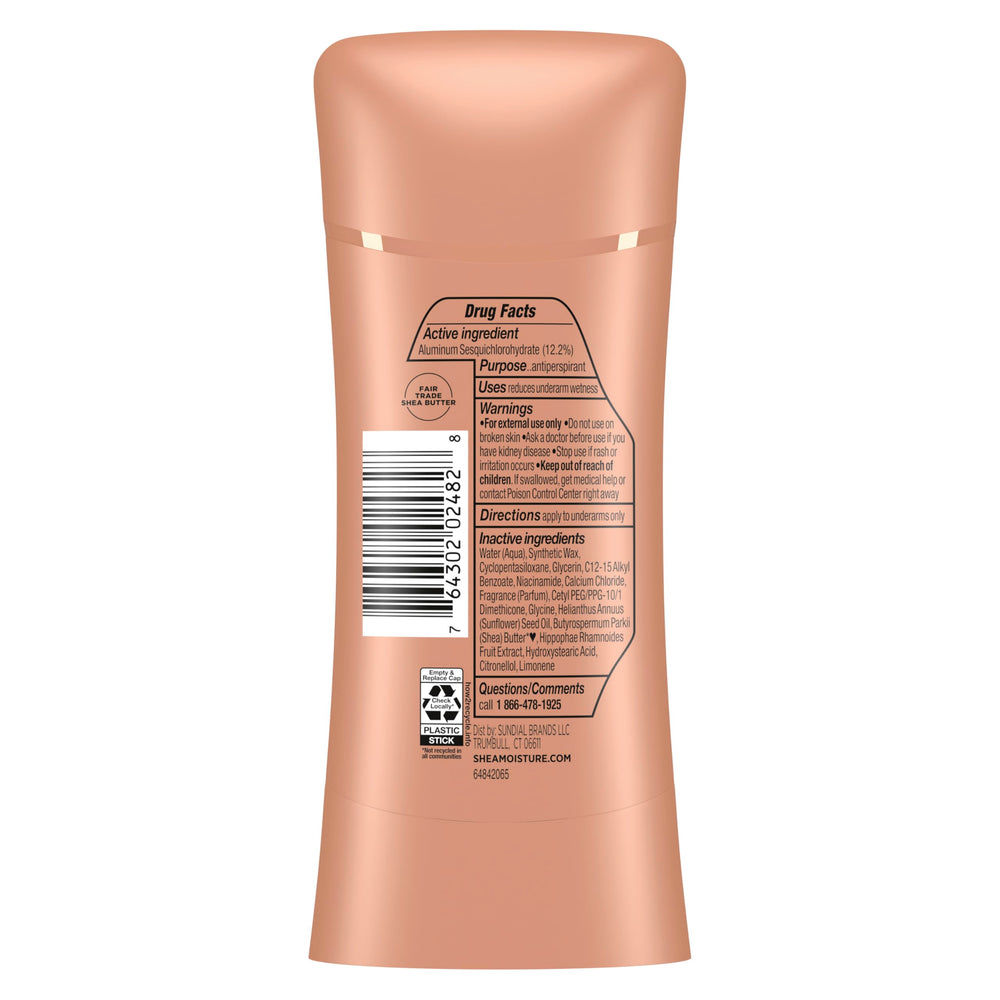 SheaMoisture 48h protection swatch indicating odor and sweat control potential
