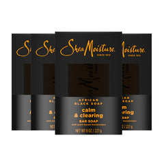 SheaMoisture African Black Soap Calm & Clearing bar soothing melanin-rich skin.