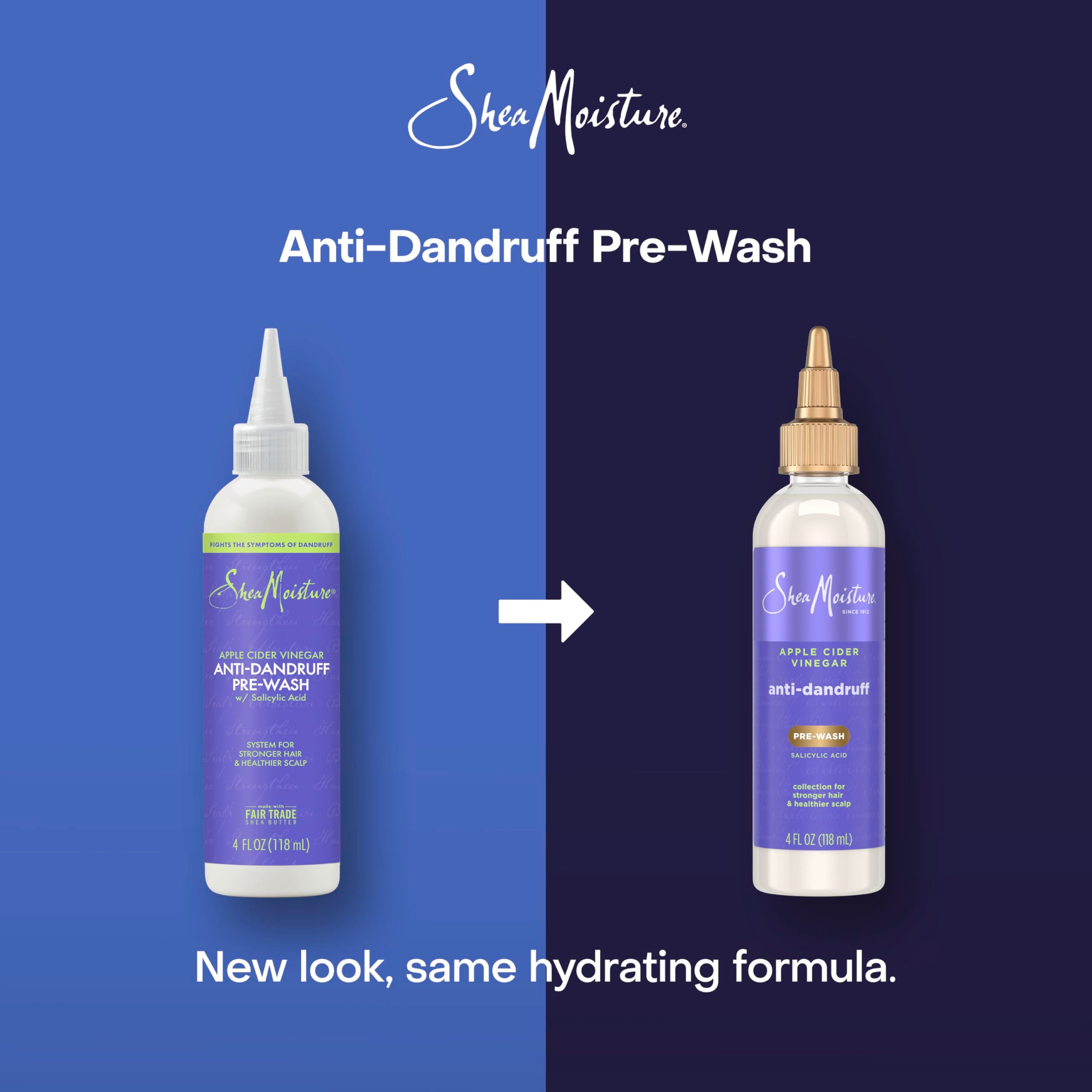 Sheamoisture Anti-Dandruff Pre-Wash application highlights soothing scalp relief before washing.