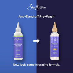Sheamoisture Anti-Dandruff Pre-Wash application highlights soothing scalp relief before washing.