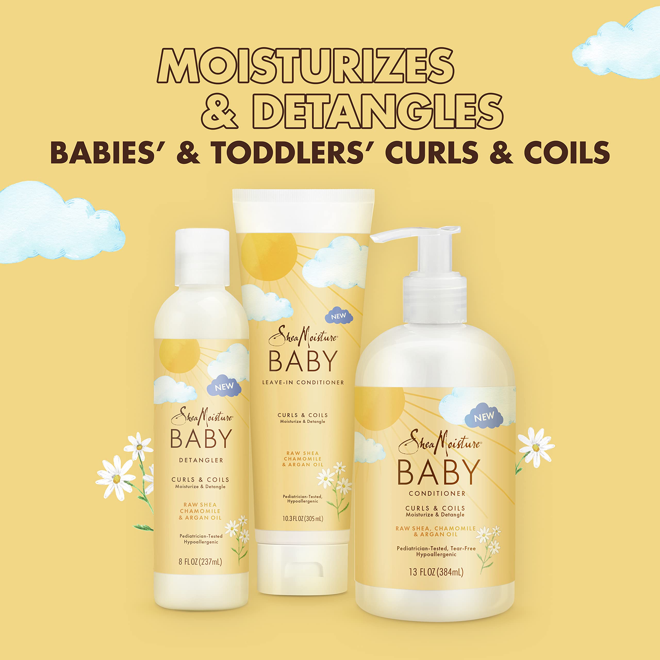 SheaMoisture Baby Conditioner helping detangle soft curls after washing