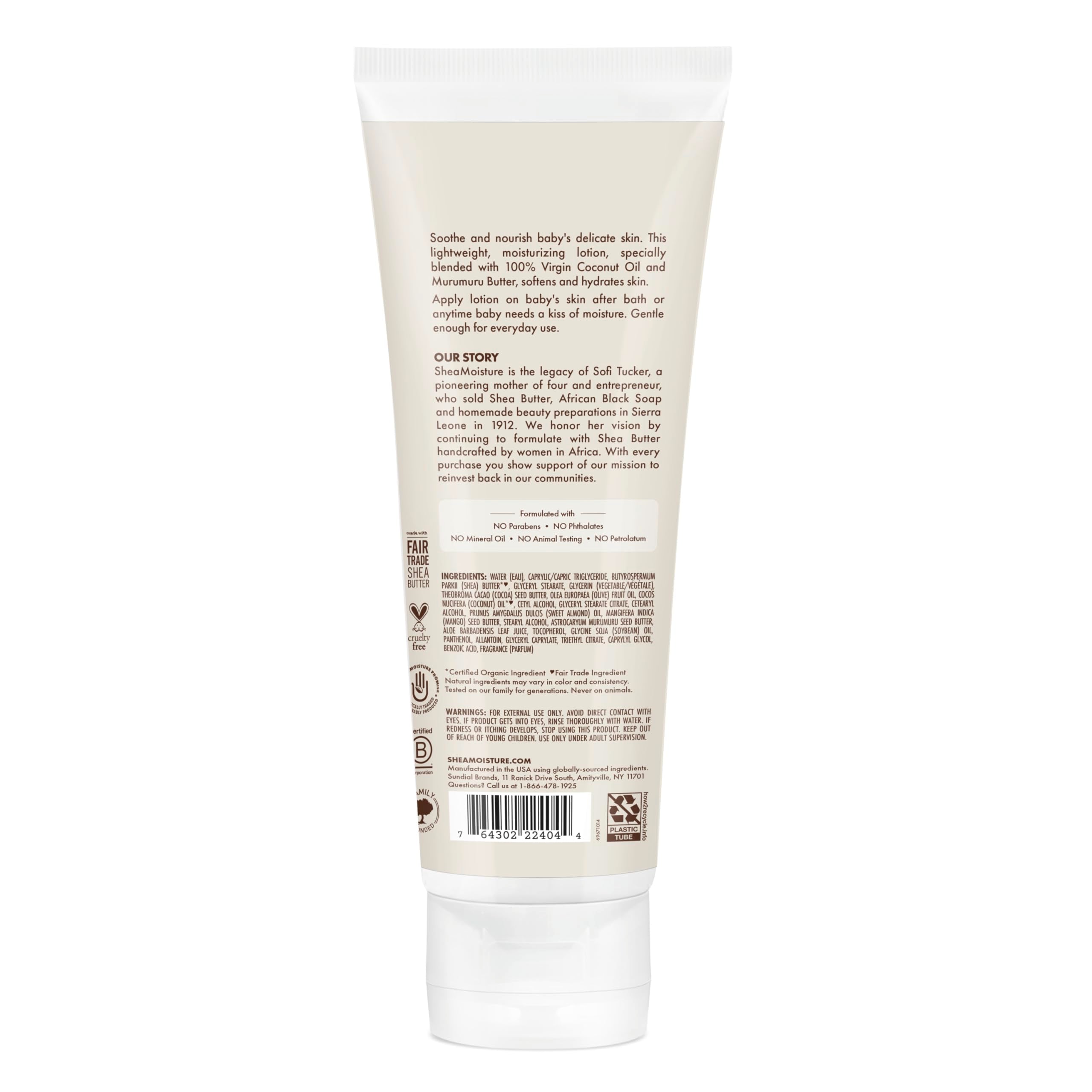 Sheamoisture Baby Lotion on a smiling baby's skin after bath.