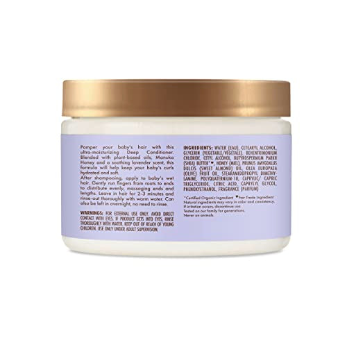 SheaMoisture Baby Manuka Honey Lavender label close-up showing pediatrician-tested formula