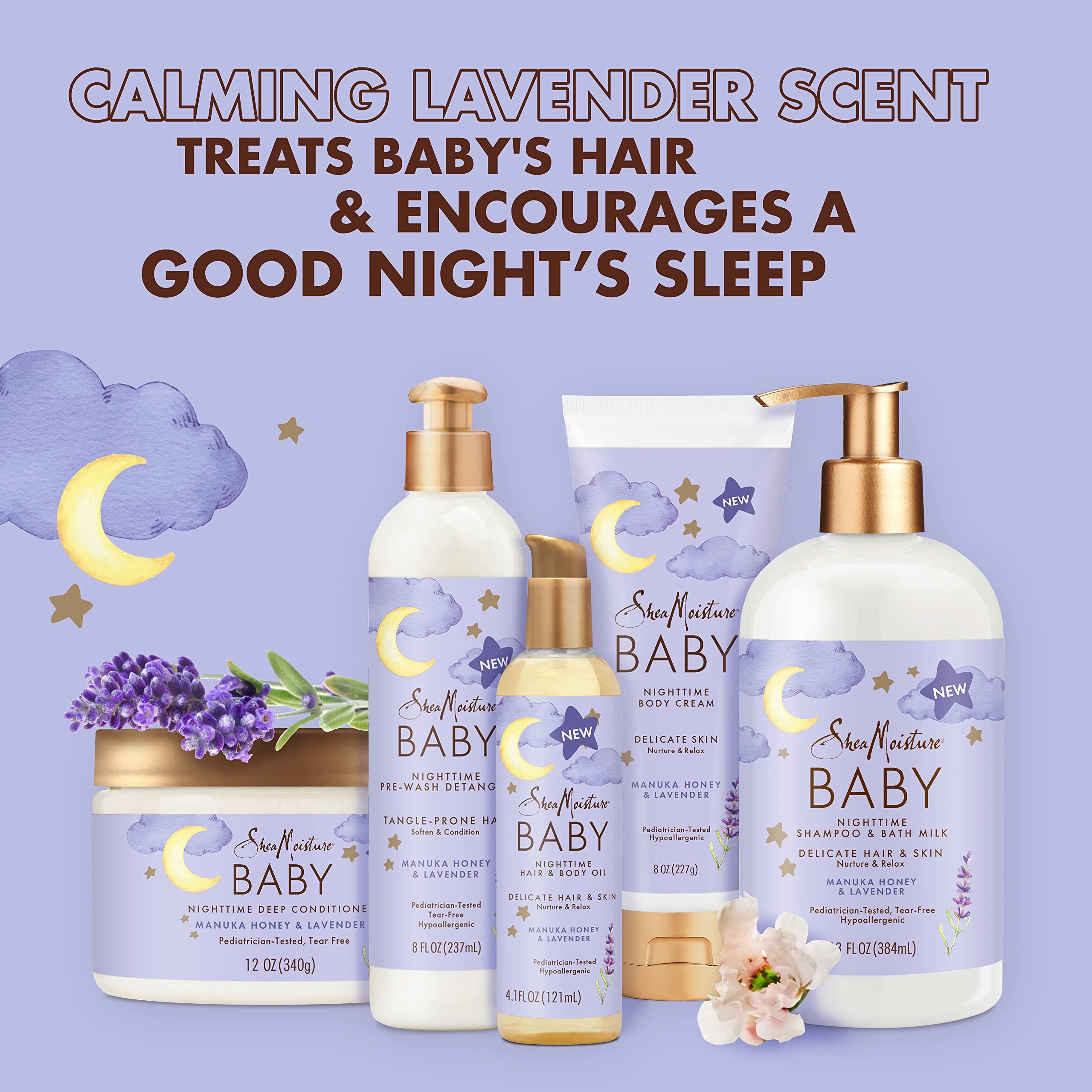 SheaMoisture Baby Lavender sprigs evoke calming scent ideal for bedtime care