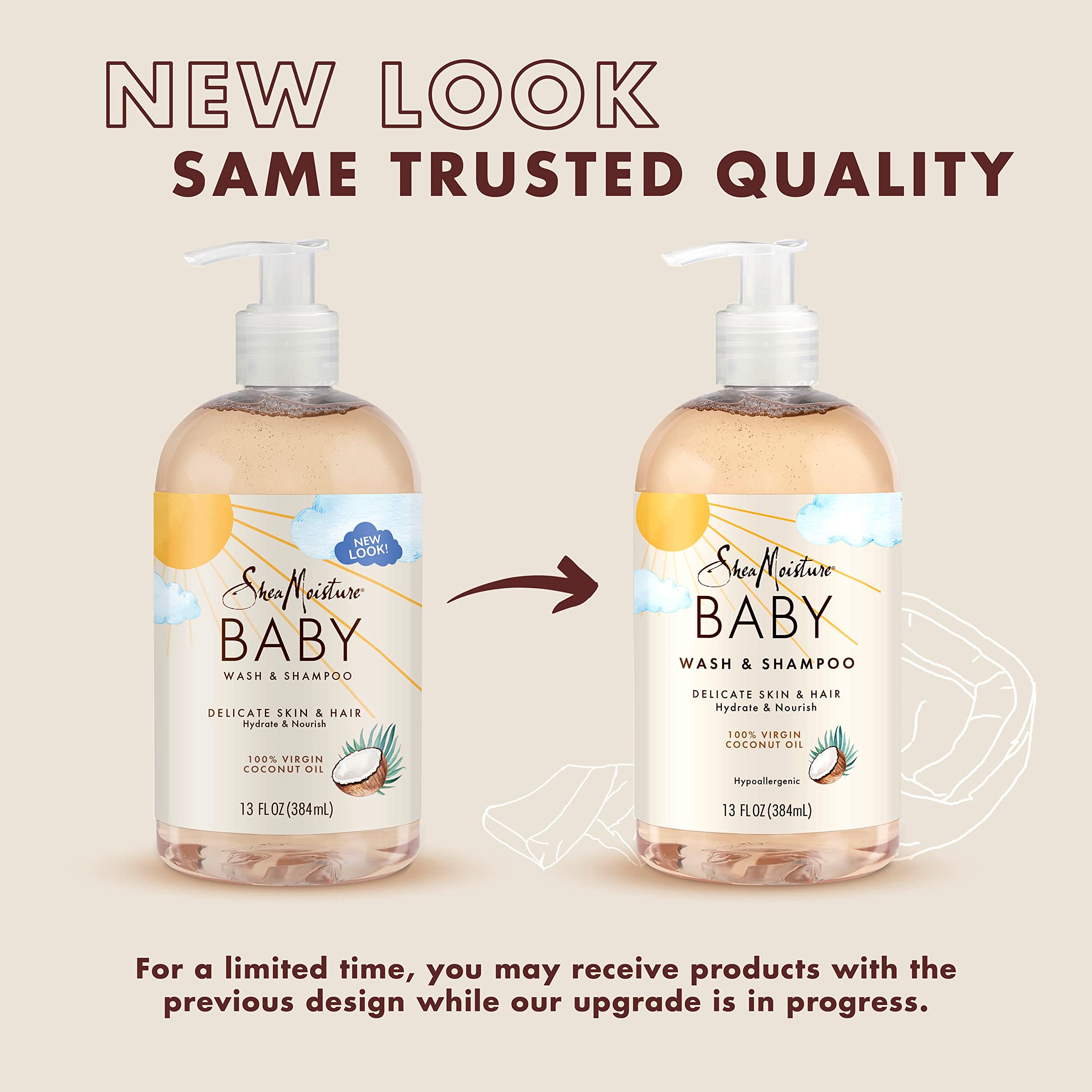 Baby body and hair cleanse with SheaMoisture Virgin Coconut Oil formulation