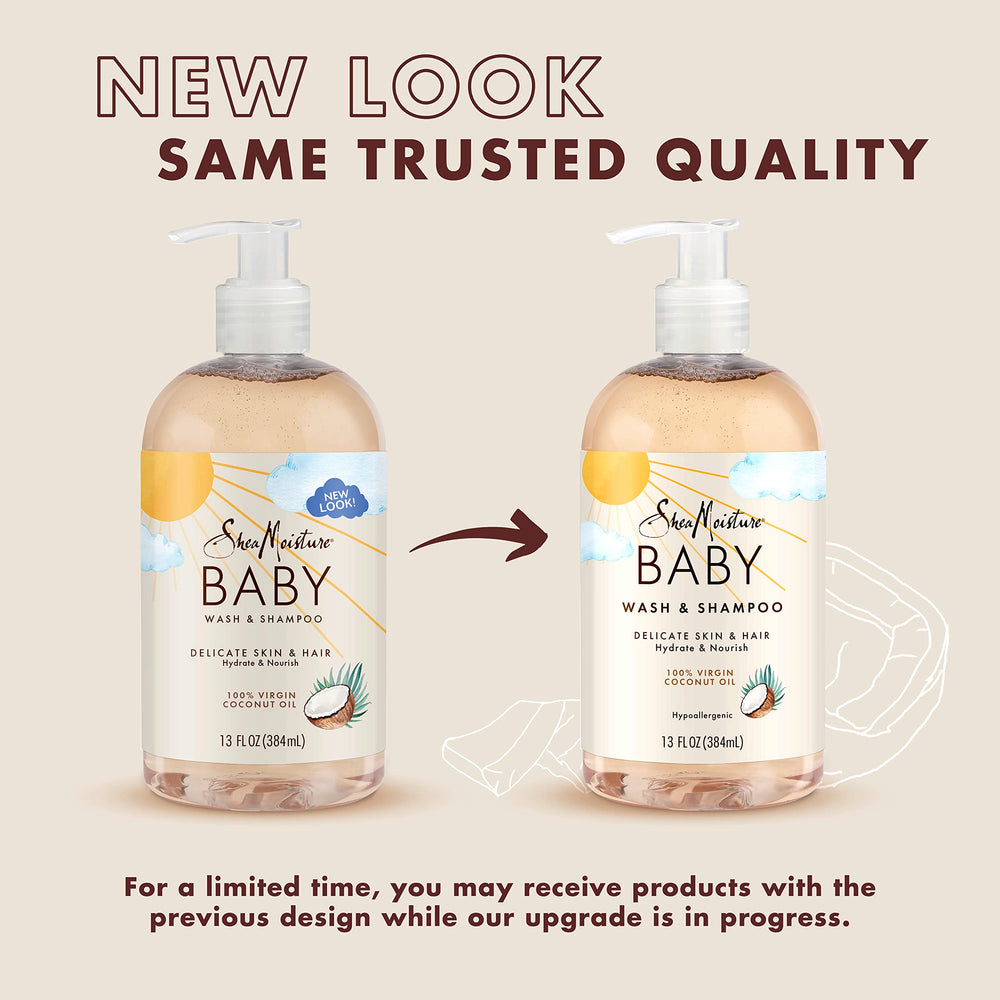 Baby body and hair cleanse with SheaMoisture Virgin Coconut Oil formulation