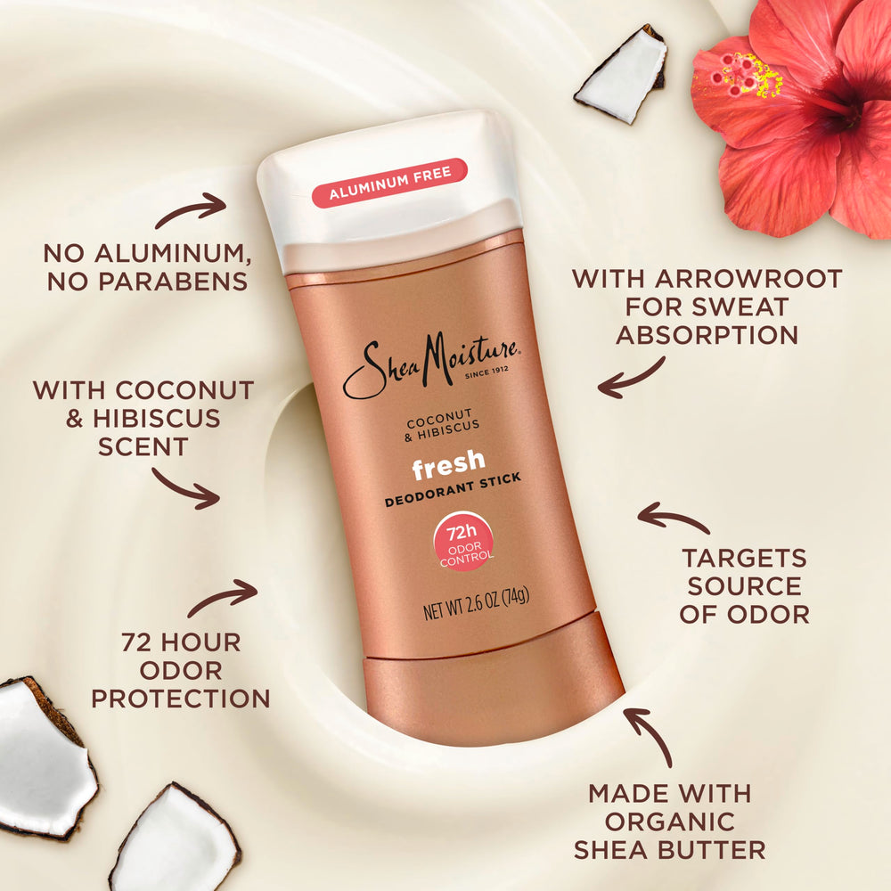 Sheamoisture Coconut and Hibiscus fragrance scene shows tropical scent