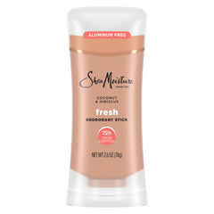 Sheamoisture Coconut and Hibiscus deodorant stick ready for application and long-lasting freshness