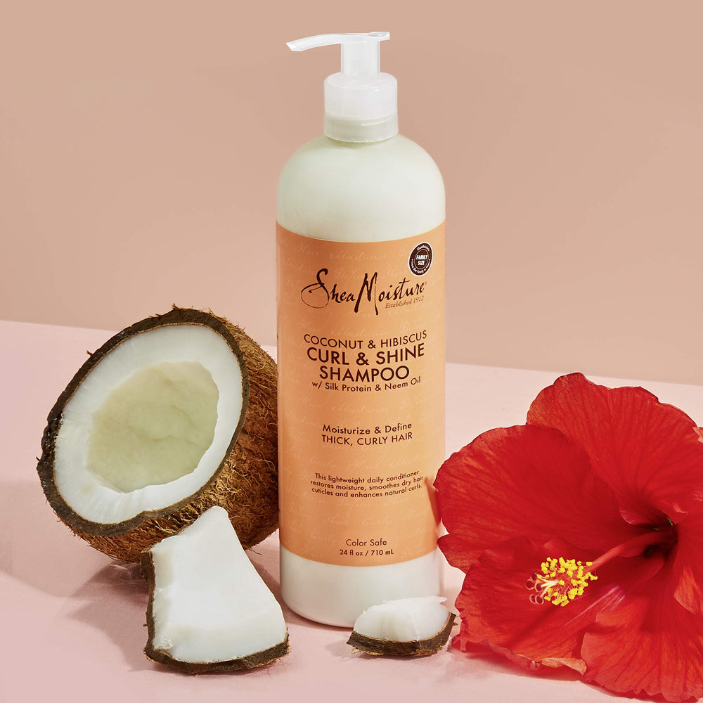 SheaMoisture Coconut Hibiscus Shampoo enhances curl shine