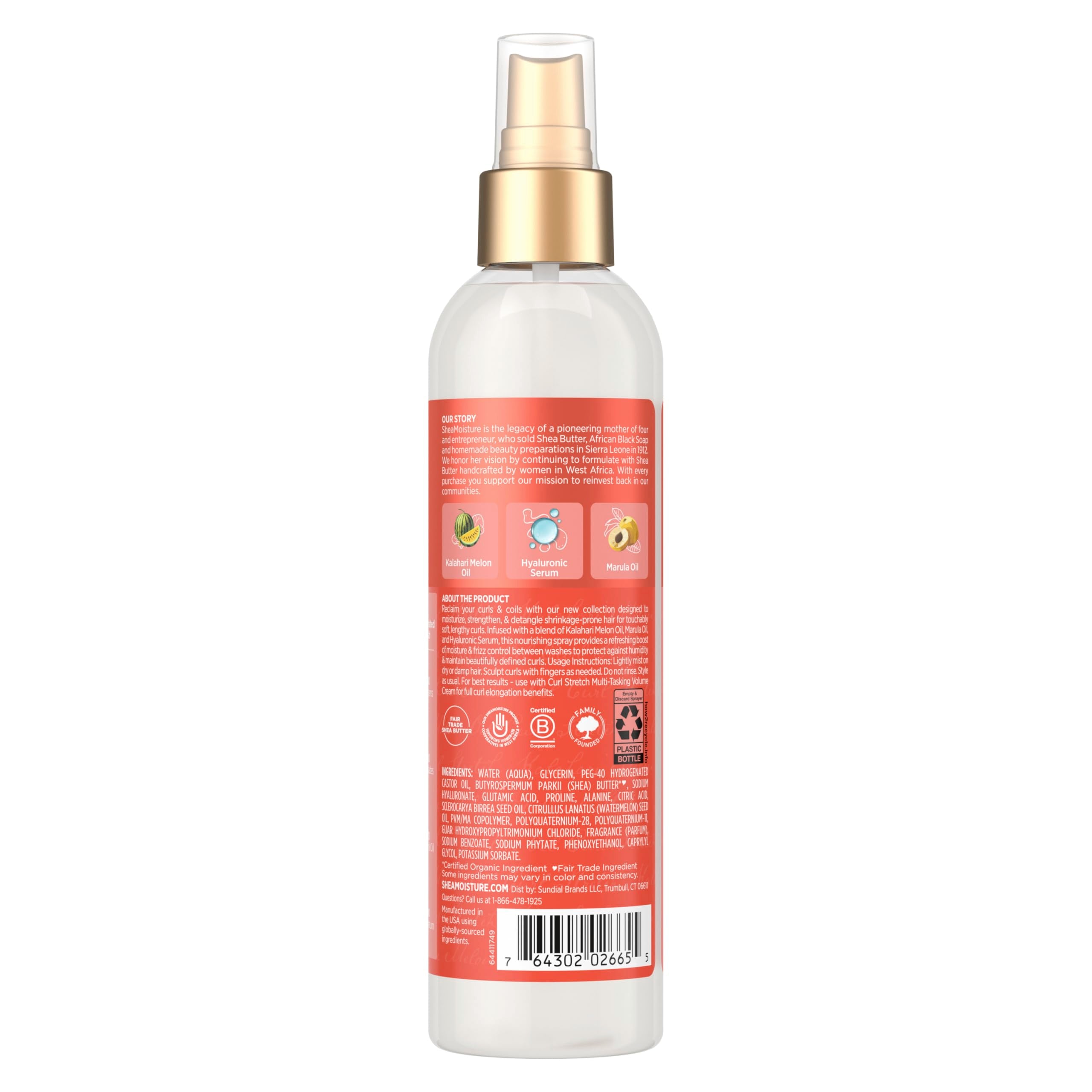 Curl Stretch Refresher Spray with Hyaluronic serum boosts moisture for defined curls