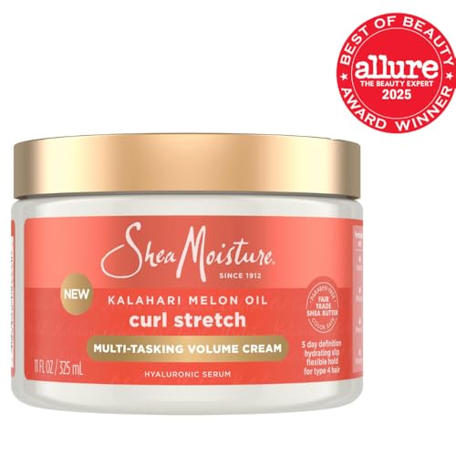Texture close‑up showing creamy slip for detangling with Curl Stretch Volume Cream.