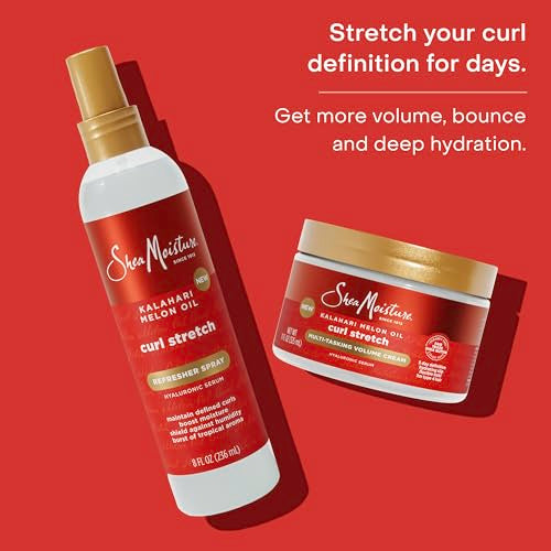 Curl Stretch Volume Cream tub close‑up and product label.