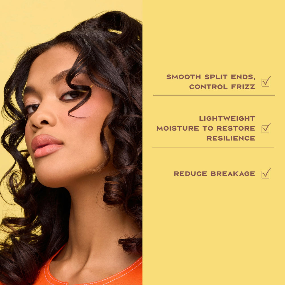 Sheamoisture leave-in close-up highlighting strengthened elasticity.