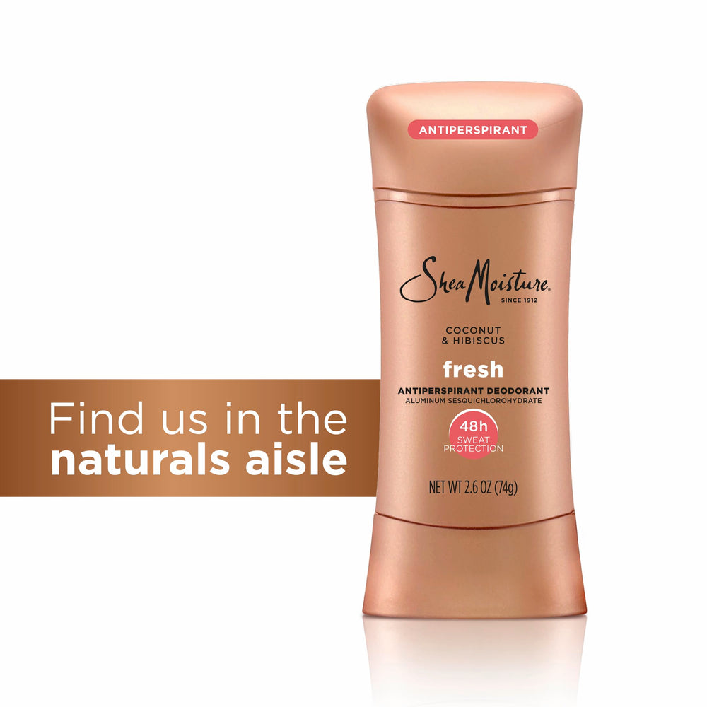 Packaging view of SheaMoisture deodorant sticks.