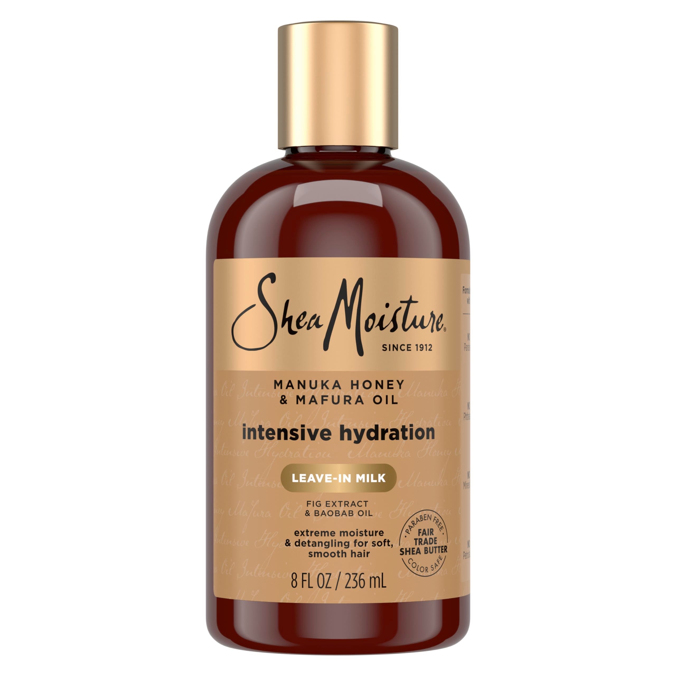 SheaMoisture Hydration Hair Milk bottle with Manuka Honey and Mafura Oil for dry hair
