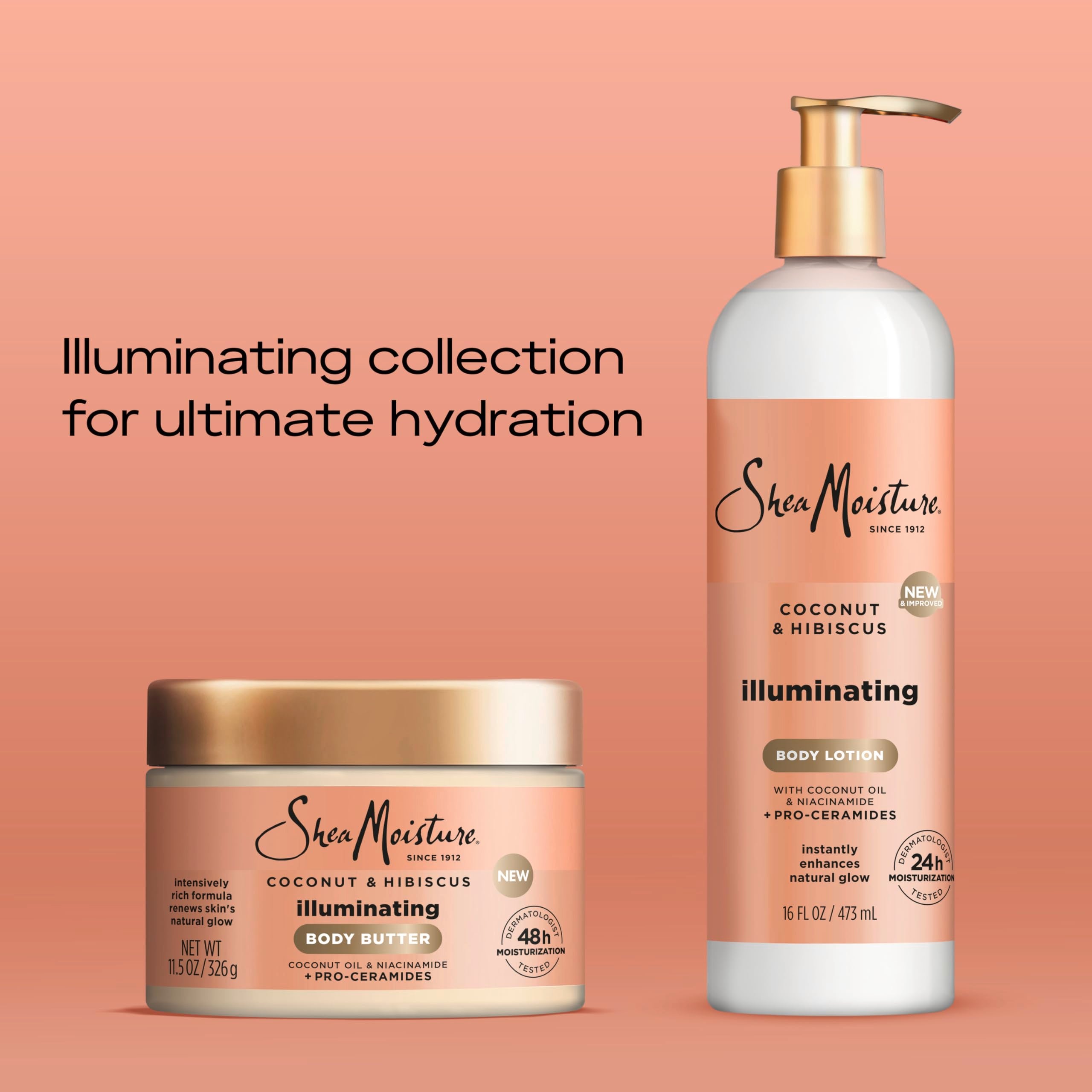 Brand close-up image shows smooth, hydrated skin after use with SheaMoisture lotion.
