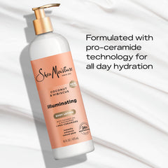 Sheamoisture Illuminating lotion with niacinamide and pro-ceramides brightens and supports texture.