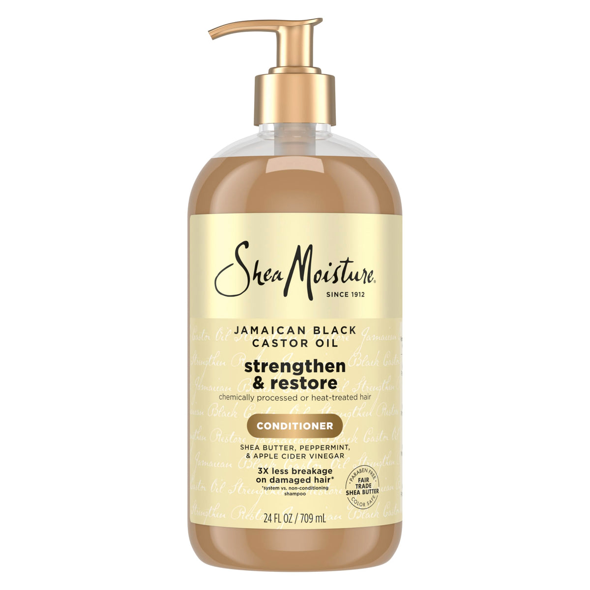 Sheamoisture Jamaican Black Castor Oil Conditioner bottle highlighting strengthening for damaged hair
