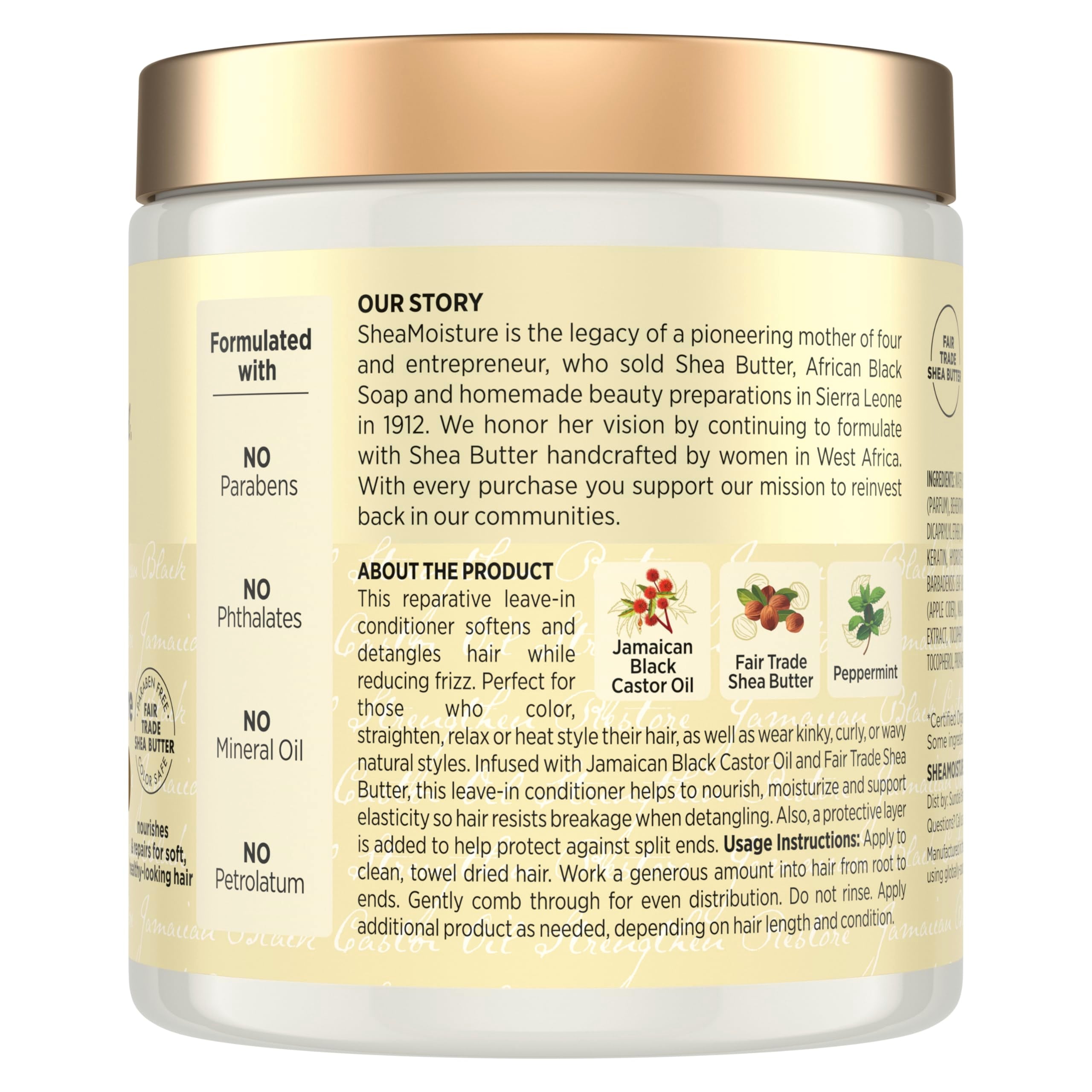 Sheamoisture leave-in application on hair strands for detangling.