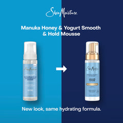 SheaMoisture Manuka Honey Yogurt Mousse texture closeup, rich hold without flakes