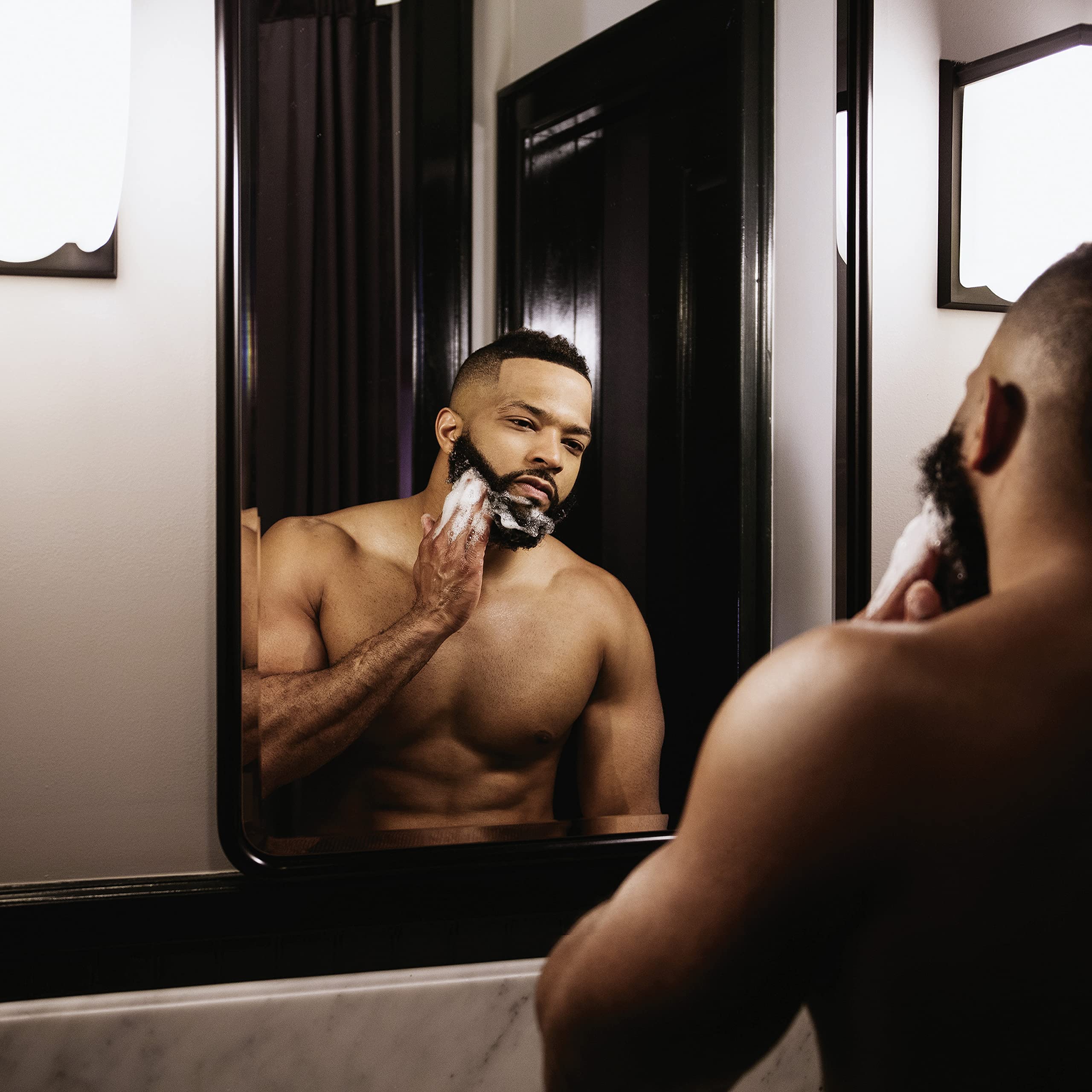 Sheamoisture beard wash close-up texture reveals gel consistency for gentle cleansing.