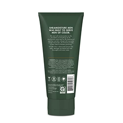 Sheamoisture beard wash foam-lather shows rich cleansing for coarse beard hair.