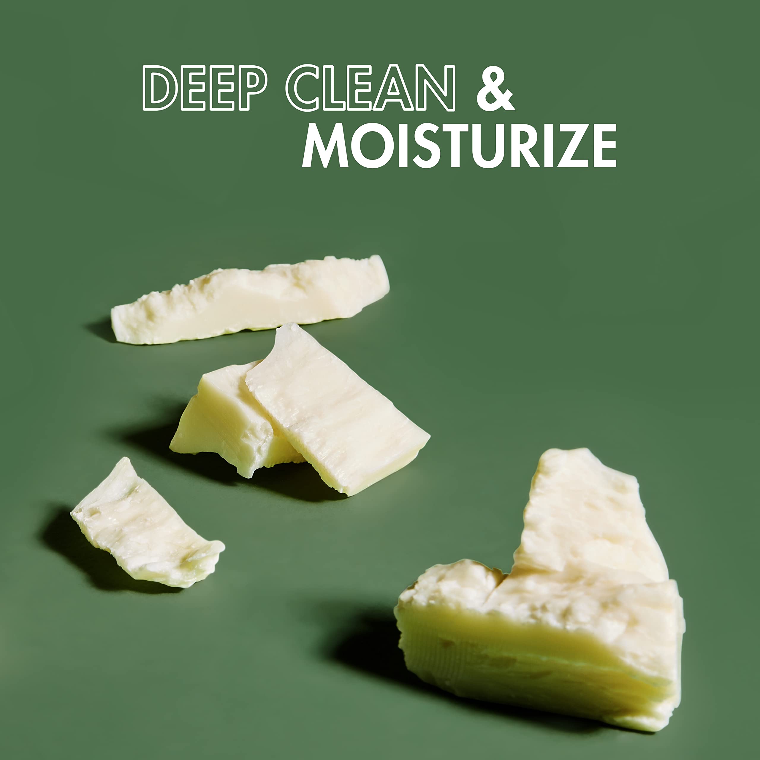 Sheamoisture beard wash hand-application scene highlights easy dime-size usage.