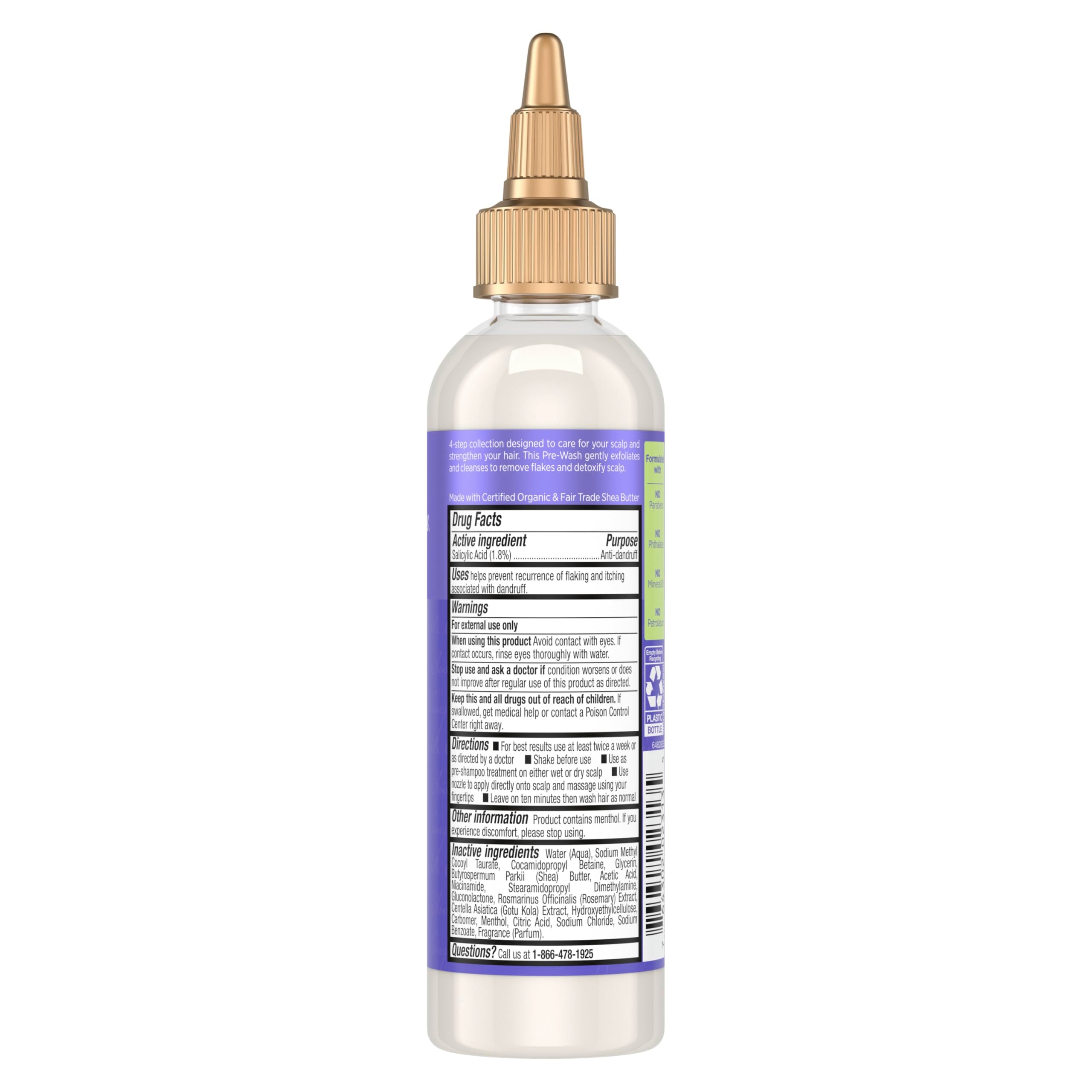 Sheamoisture Pre-Wash scalp exfoliation action demonstrates buildup loosening.