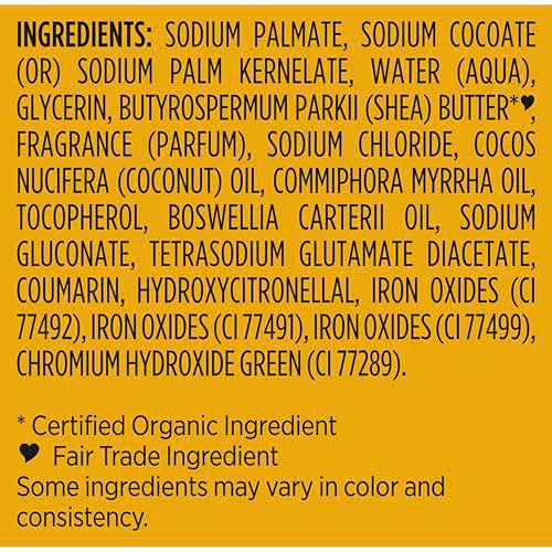Label on SheaMoisture Raw Shea Butter Bar Soap highlighting natural ingredients