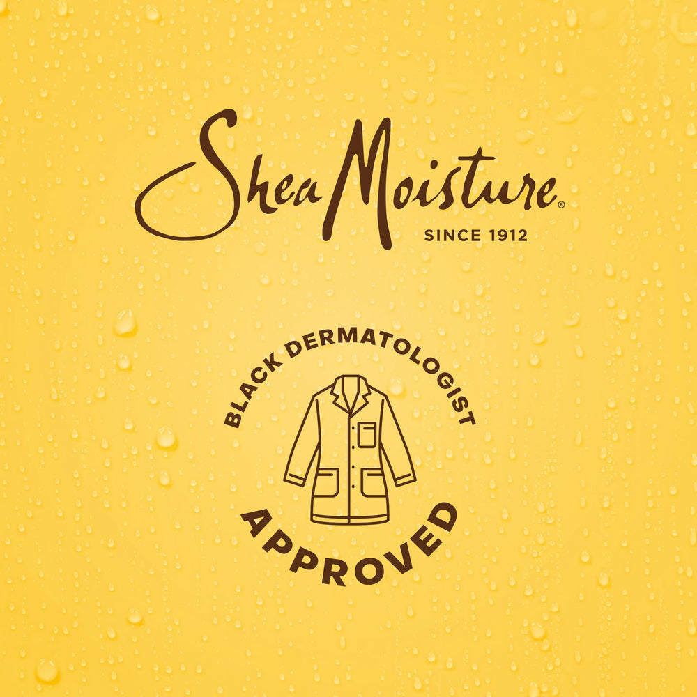 Side view of SheaMoisture packaging emphasizing natural ingredients and fair trade shea