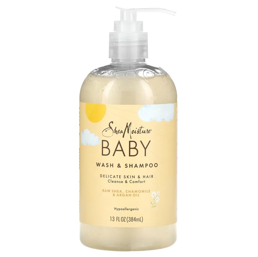 Creamy lather from SheaMoisture baby wash and shampoo.