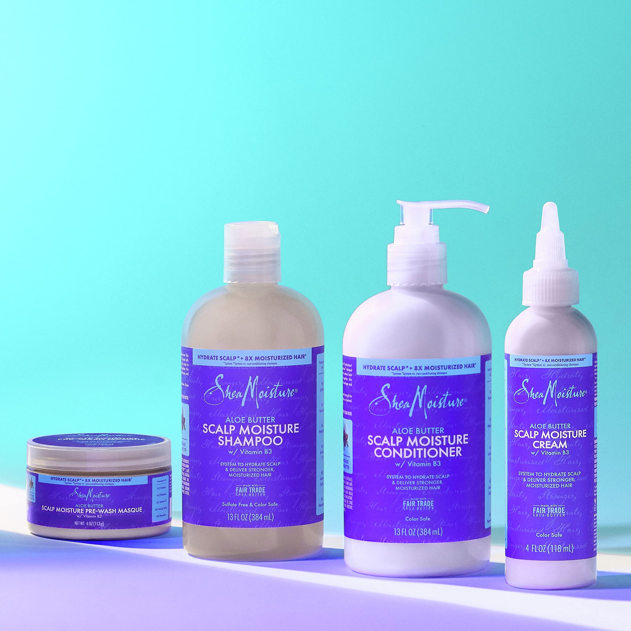 Lather action of SheaMoisture shampoo demonstrates gentle cleansing