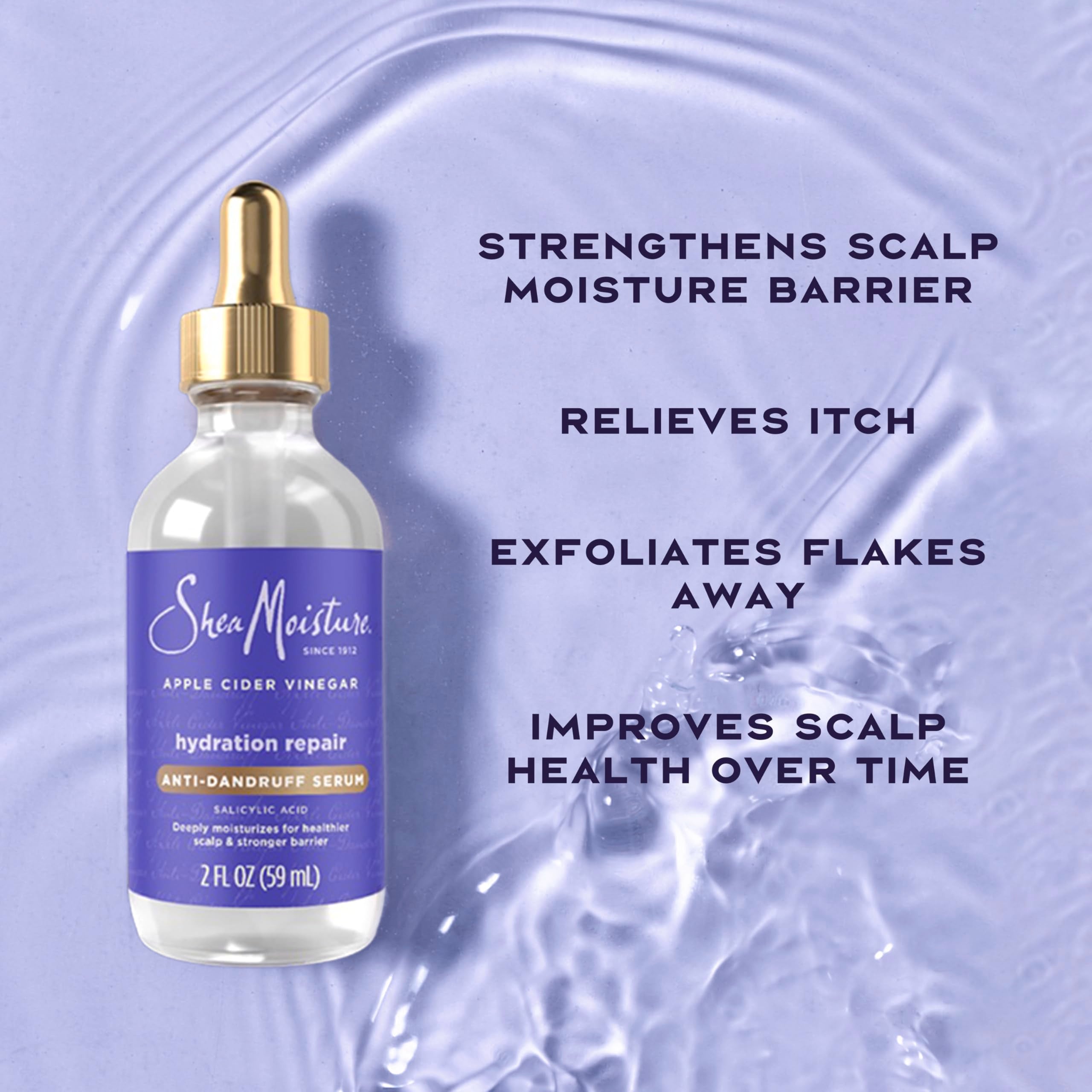 Close-up of serum addressing dandruff-prone areas and flakes.