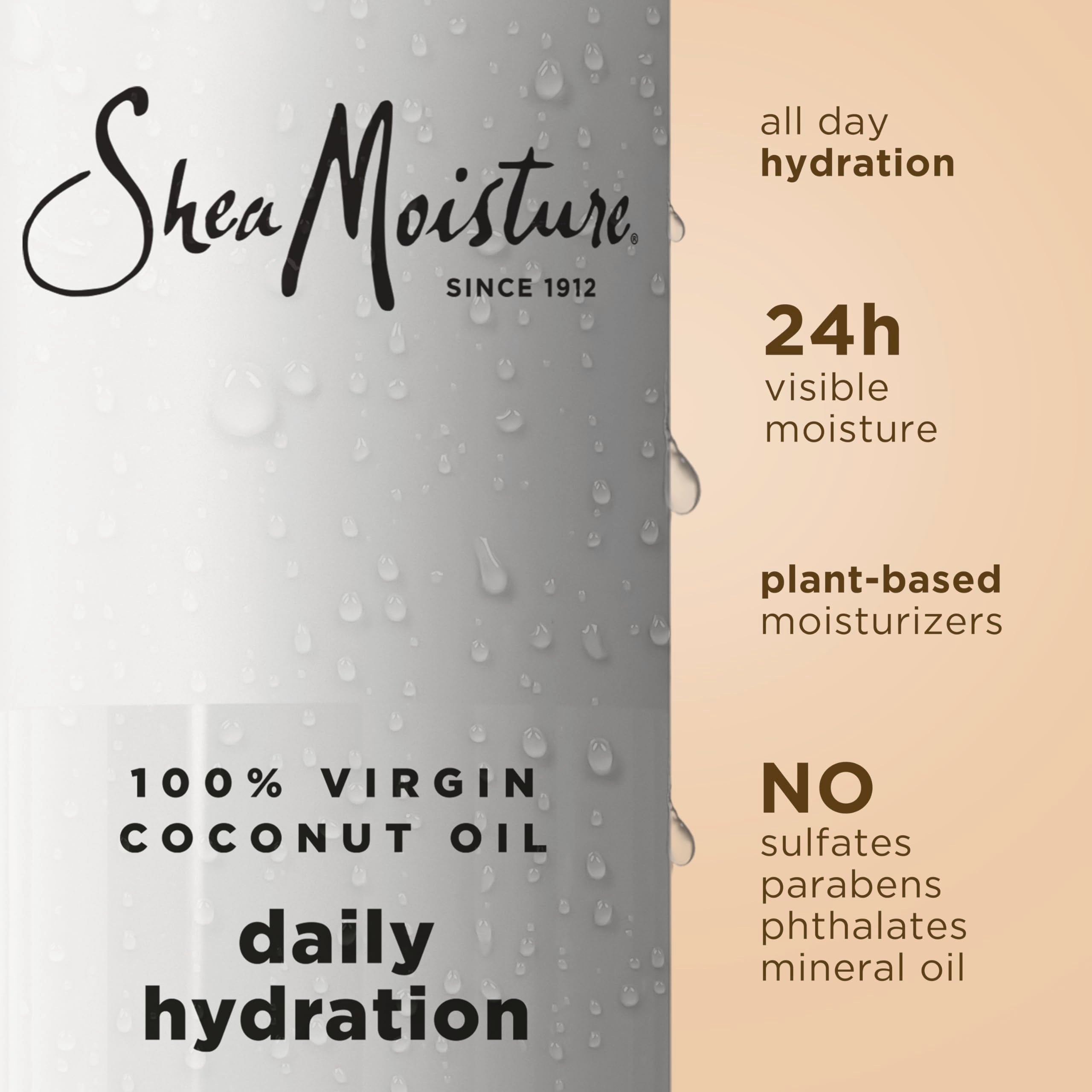 SheaMoisture Virgin Coconut Oil Body Wash emulsion close-up showing creamy droplets for even coverage.
