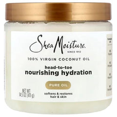 SheaMoisture virgin coconut oil applied to hair for softness and frizz control