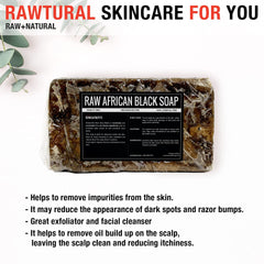 Sheanefit bulk 15 oz packaging of raw African black soap for convenience.