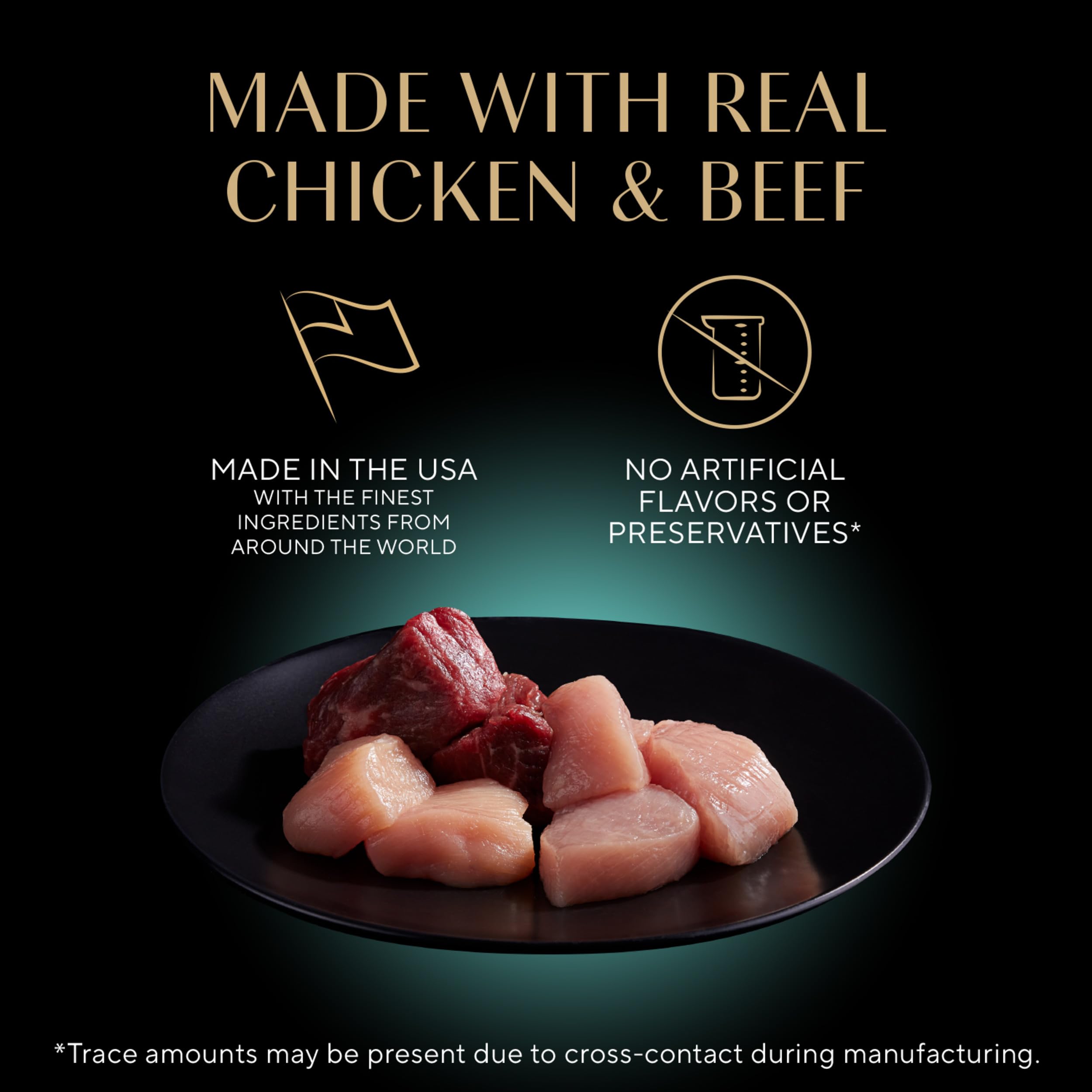 Beef entree tray with protein-rich bites in rich gravy.