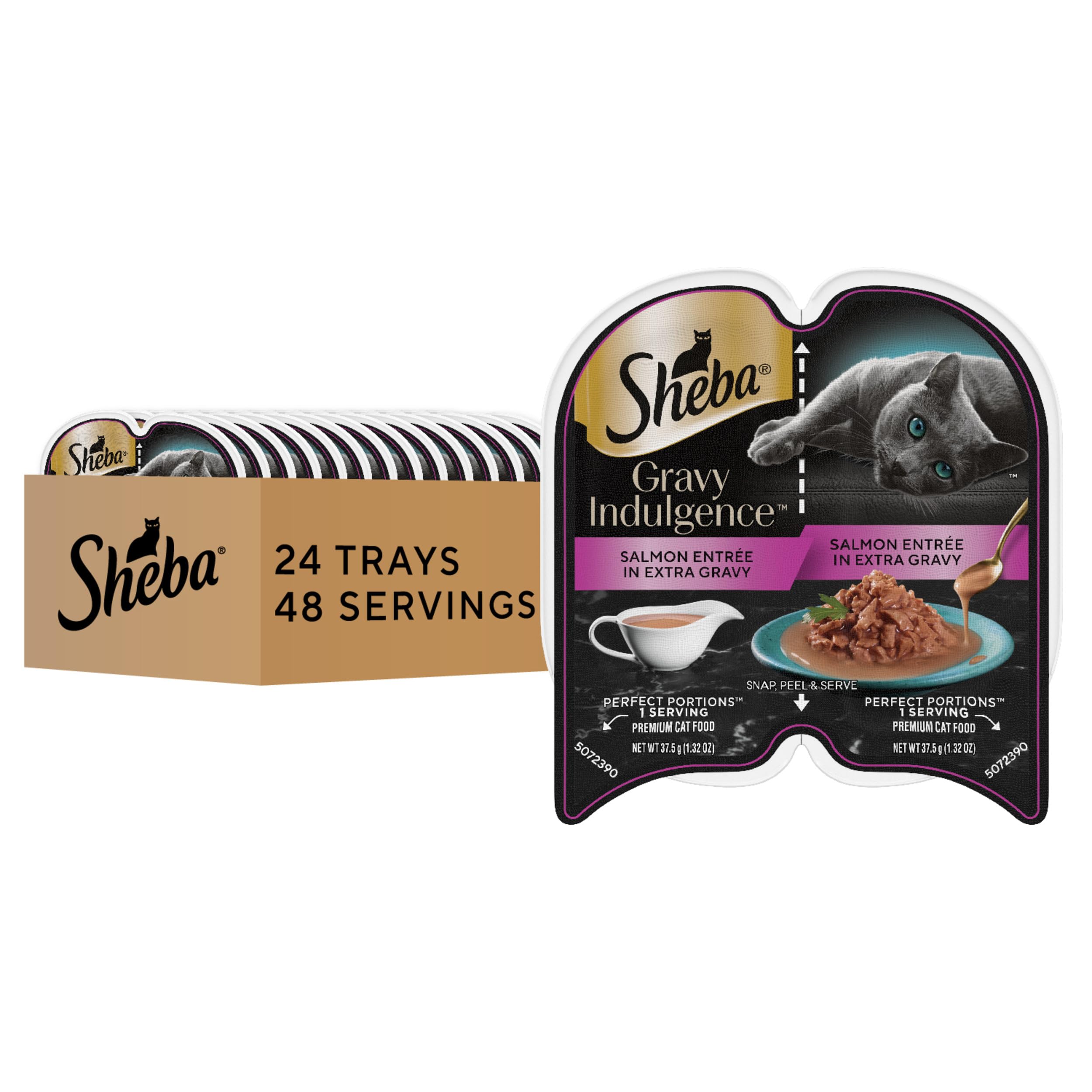 Sheba Gravy Indulgence salmon entree tray with rich gravy