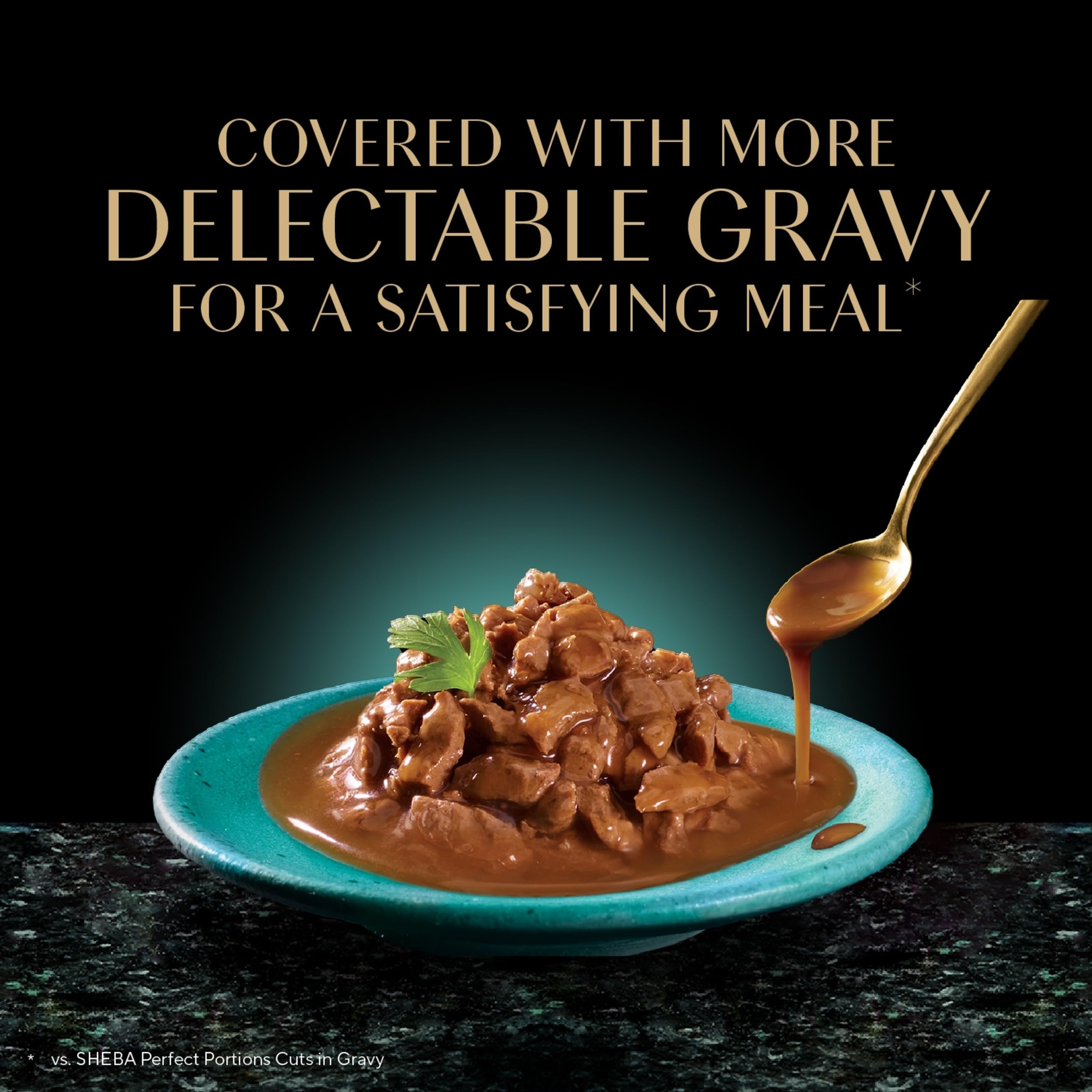 Sheba Gravy Indulgence twin-pack serving setup for easy, mess-free meals.