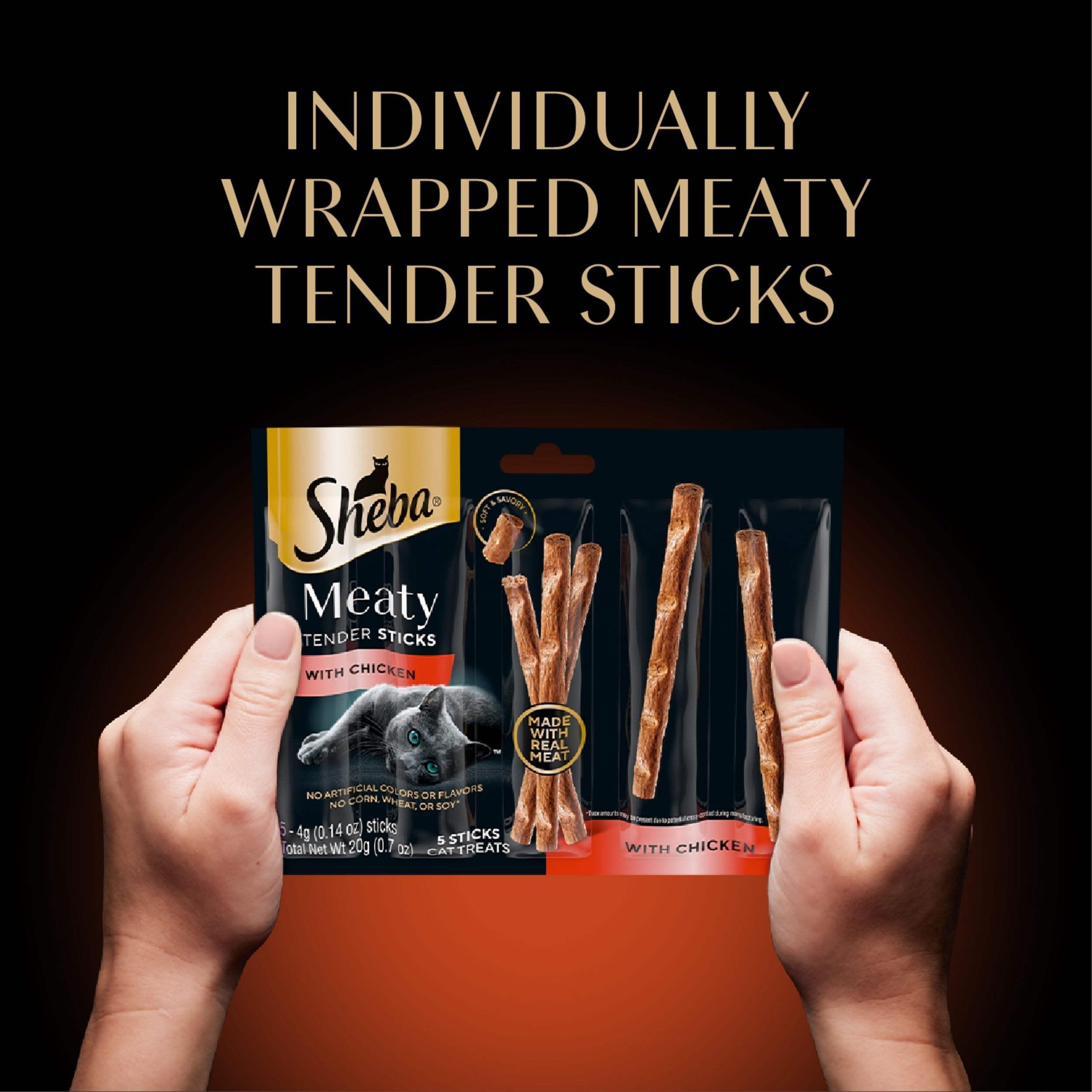 Sheba Meaty Tender Sticks daily treat option for cherished moments.