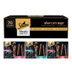 Sheba Meaty Tender Sticks pack front, daily cat treat option