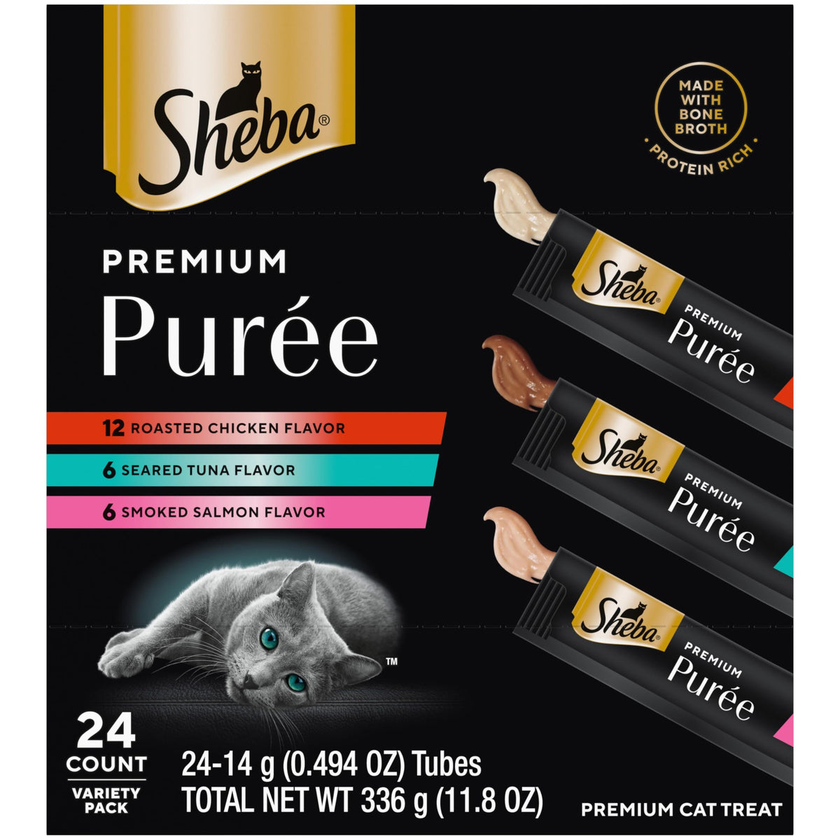 Sheba Premium Puree Roasted Chicken tube shown for a savory lickable treat