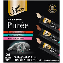 Sheba Premium Puree Roasted Chicken tube shown for a savory lickable treat